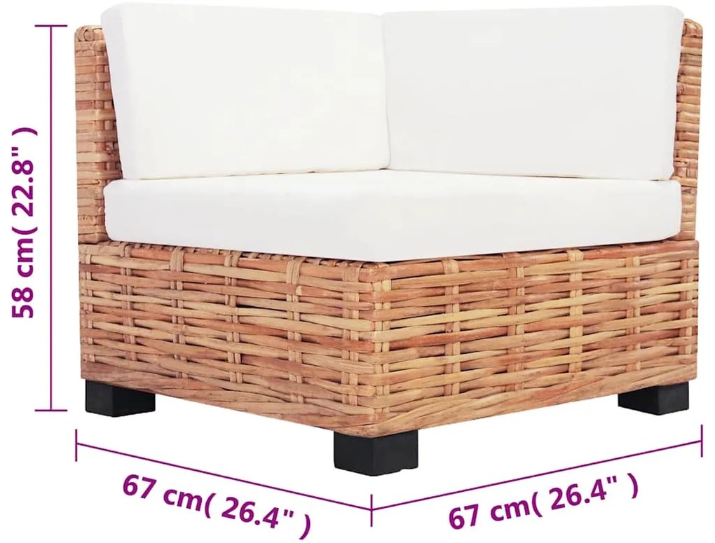 Conjunto de sofás 18 pcs vime genuíno