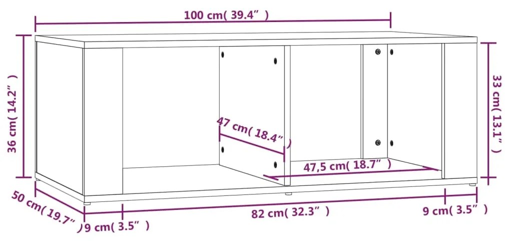 Mesa de centro 100x50x36 cm derivados de madeira branco