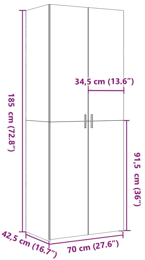Armário alto 70x42,5x185 cm derivados de madeira branco