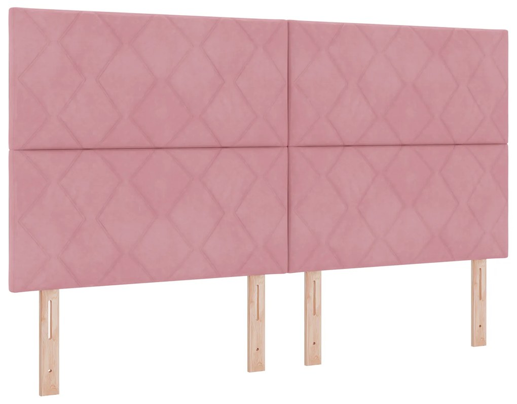 Cabeceira com Design de Blocos de Diamante em Rosa 180 cm de Veludo