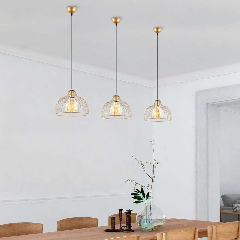 Candeeiro Chandelier Kozan – Ouro Brilhante – 28 x 28 x 126 cm
