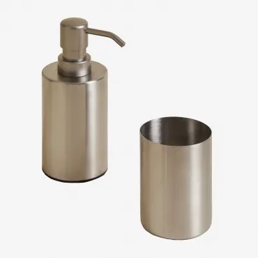 Conjunto De Banheiro Em Aço Inox Valdio Cinza Aço - Sklum