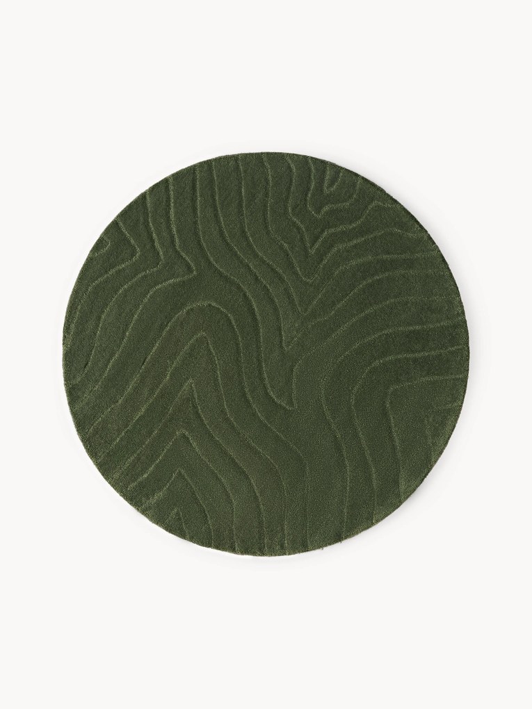 Tapete redondo em lã artesanal Aaron