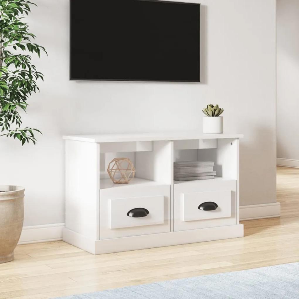 Móvel de TV 80x35x50 cm derivados de madeira branco brilhante