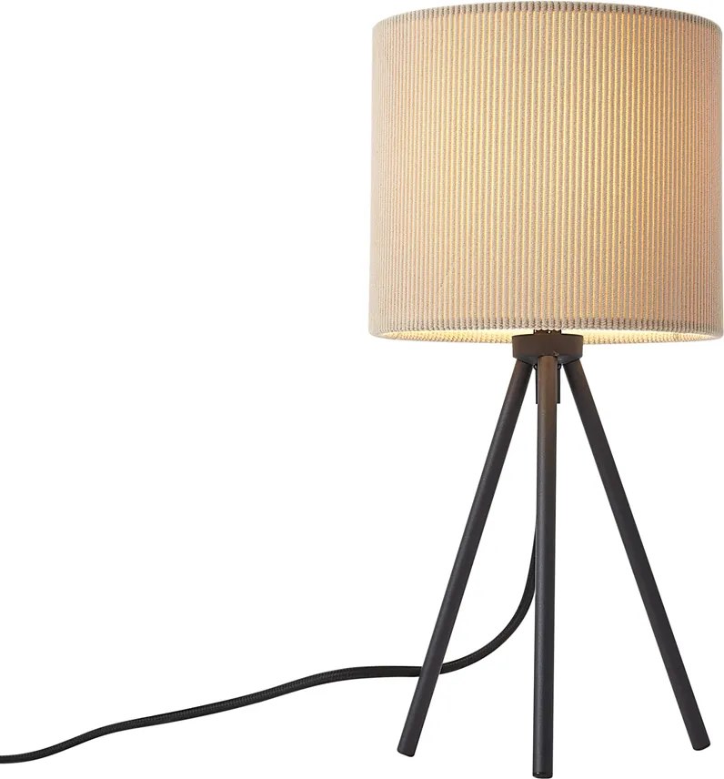 Candeeiro de Mesa Tripé Moderno Taupe com Abajur de Veludo - Luz