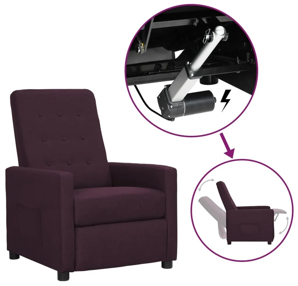 vidaXL Poltrona elevatória tecido roxo