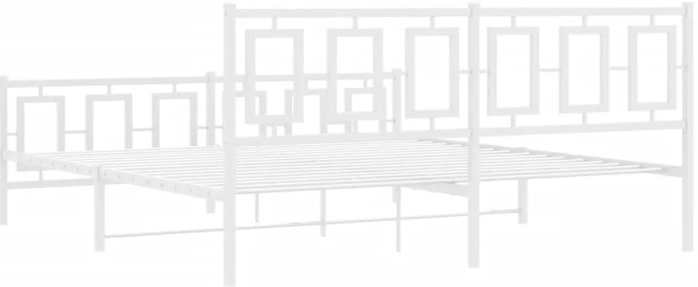 Estrutura de cama com cabeceira e pés 183x213 cm metal branco