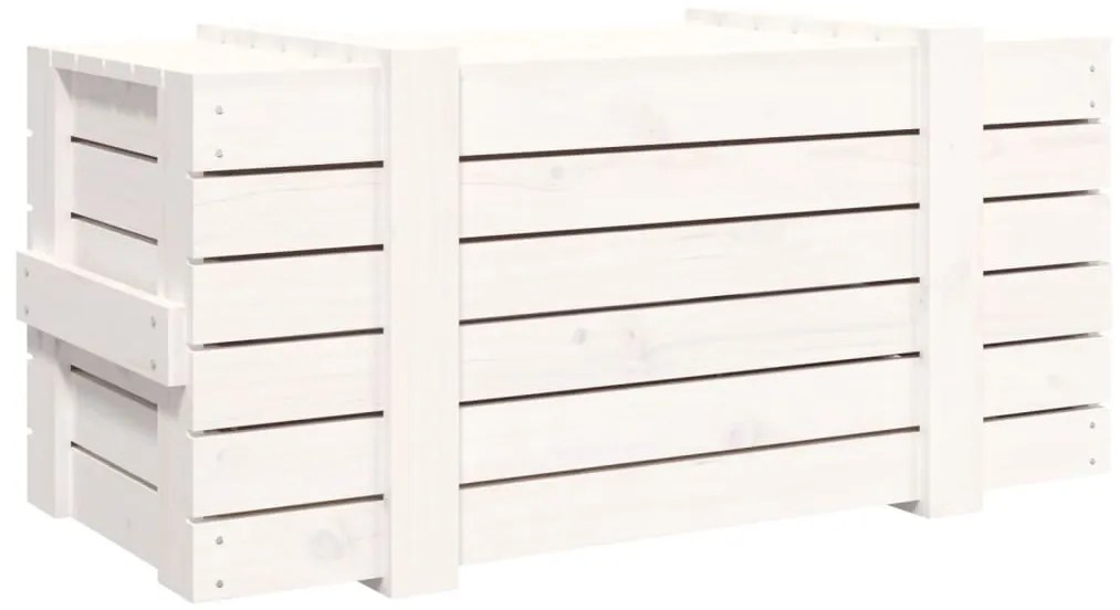 Caixa de arrumação 91x40,5x42 madeira de pinho maciça branco