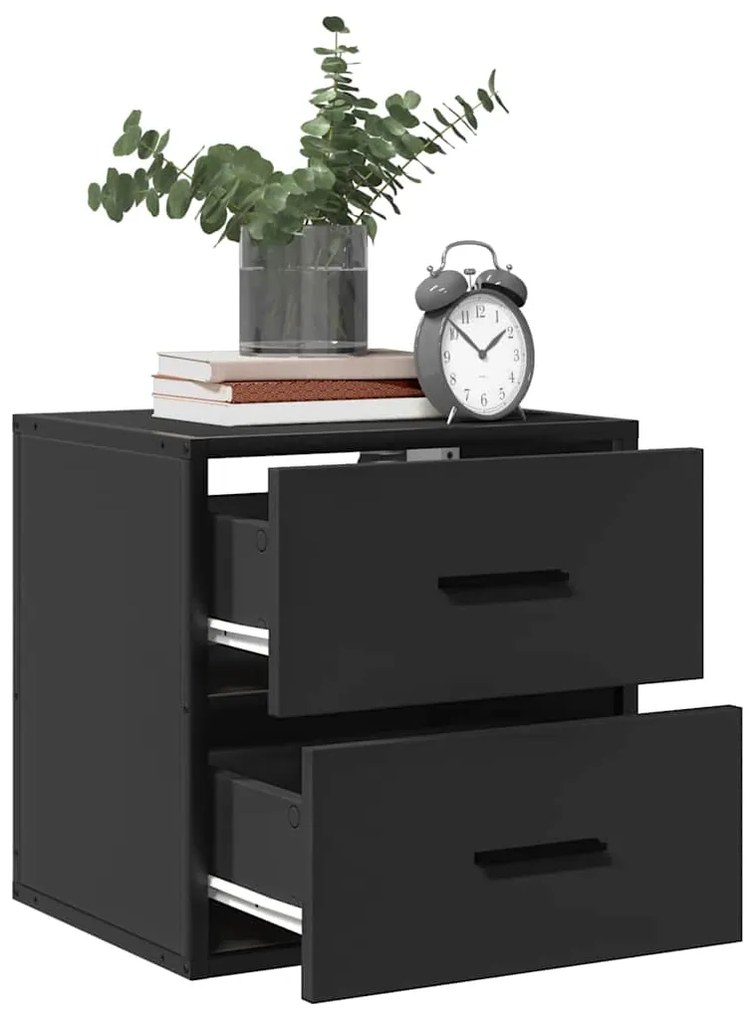 Mesas de cabeceira de parede 2 pcs 40x31x39,5 cm preto