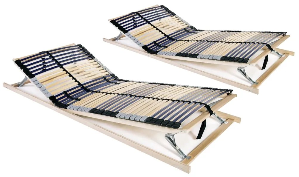 3051434 vidaXL Estrados de ripas 2 pcs com 42 ripas 7 zonas 90x200 cm