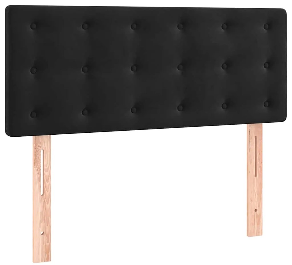 Cama box spring c/ colchão e LED 120x190 cm couro artif. preto
