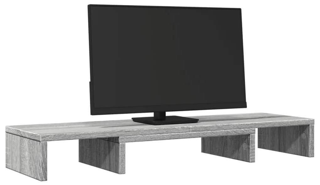 Suporte p/ monitor ajustável derivados madeira cinzento sonoma