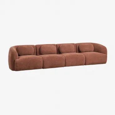 Sofá Modular De 4 Peças Em Chenille Coquette Chenille Castanho Ferrugem - Sklum