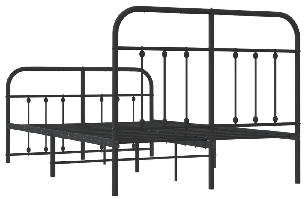 Estrutura de cama com cabeceira e pés 120x200 cm metal preto