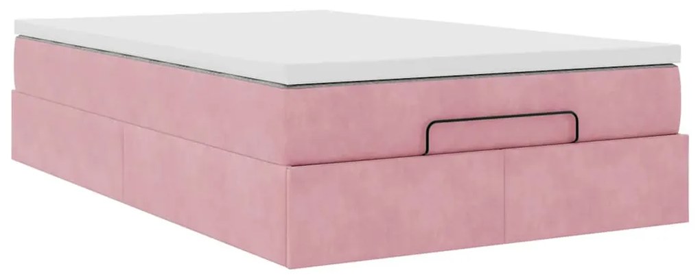 Estrutura de cama otomana com colchão 120x200 cm veludo rosa