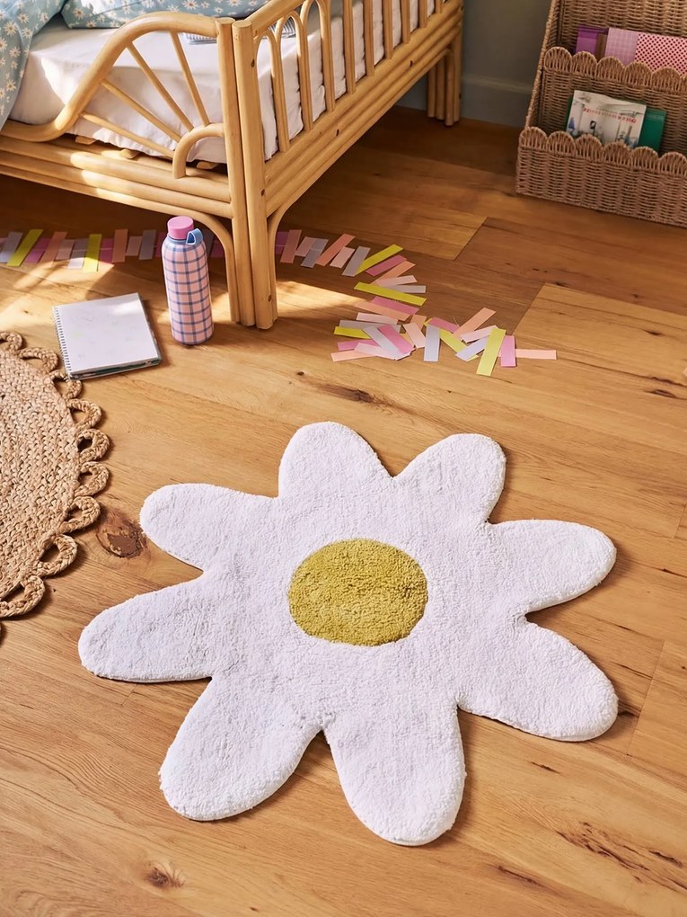 Tapete para casa de banho, em turco, Flor branco claro liso com motivo