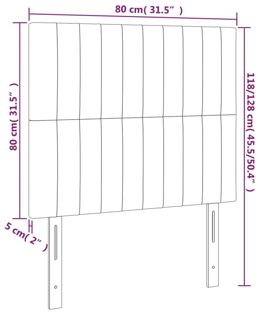 Cabeceira de cama 2 pcs veludo 80x5x78/88 cm rosa