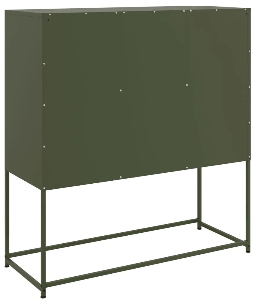 Aparador 100,5x39x107 cm aço verde-azeitona