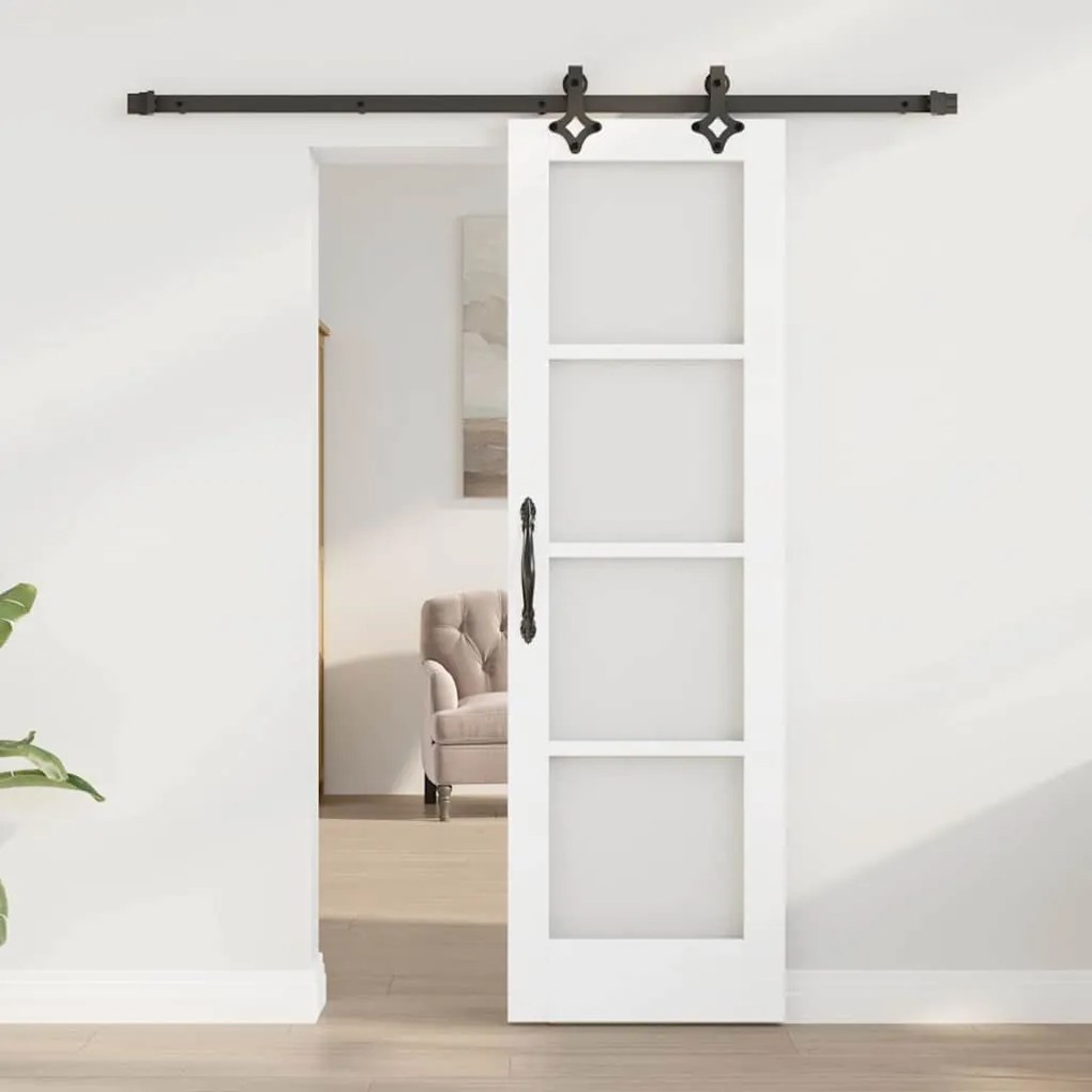 Porta Deslizante vidaXL com Conjunto de Hardware "ORKDAL" Branco Madei