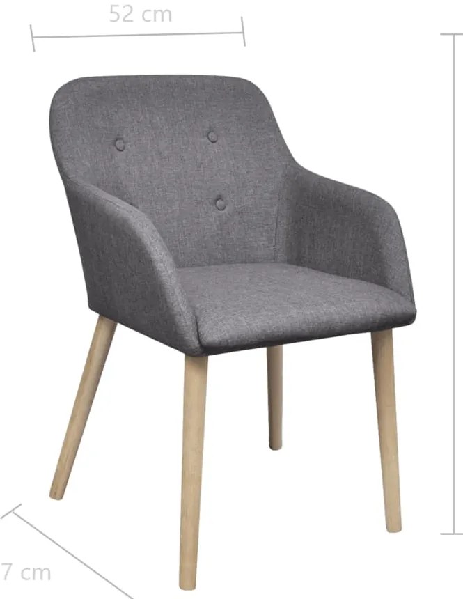 Cadeiras jantar 4 pcs tecido cinzento-claro e carvalho maciço