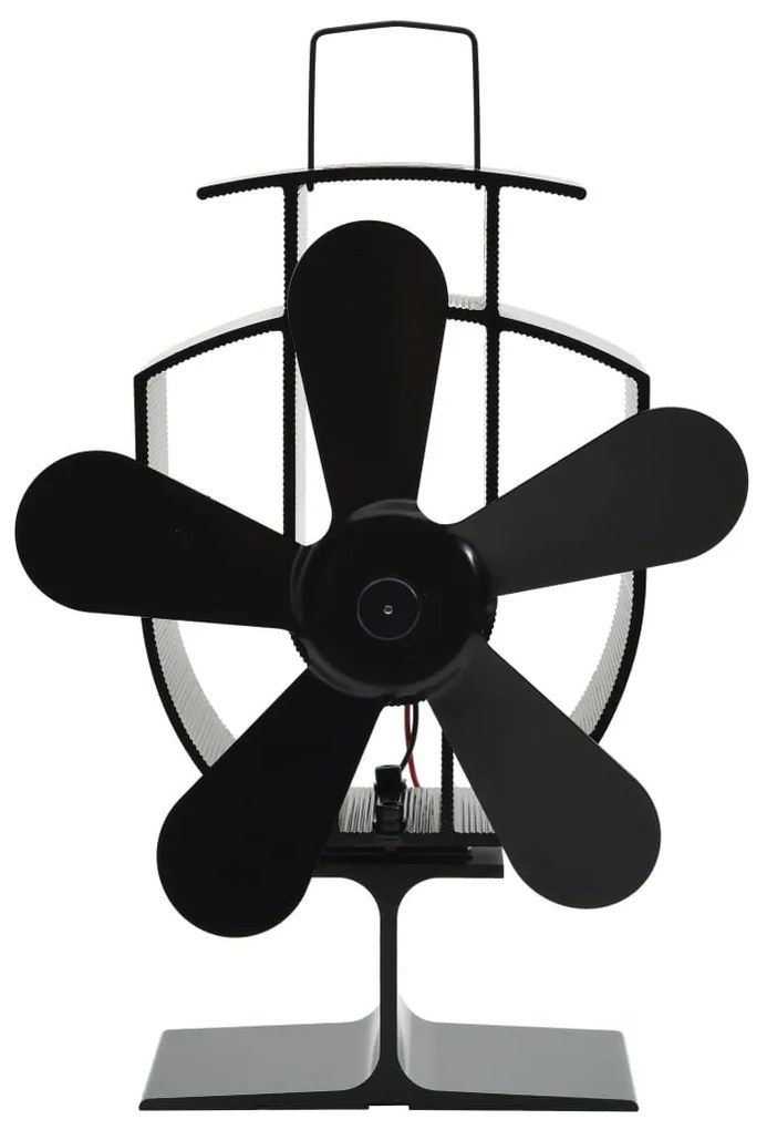 vidaXL Ventilador de fogão alimentado a calor 5 lâminas preto