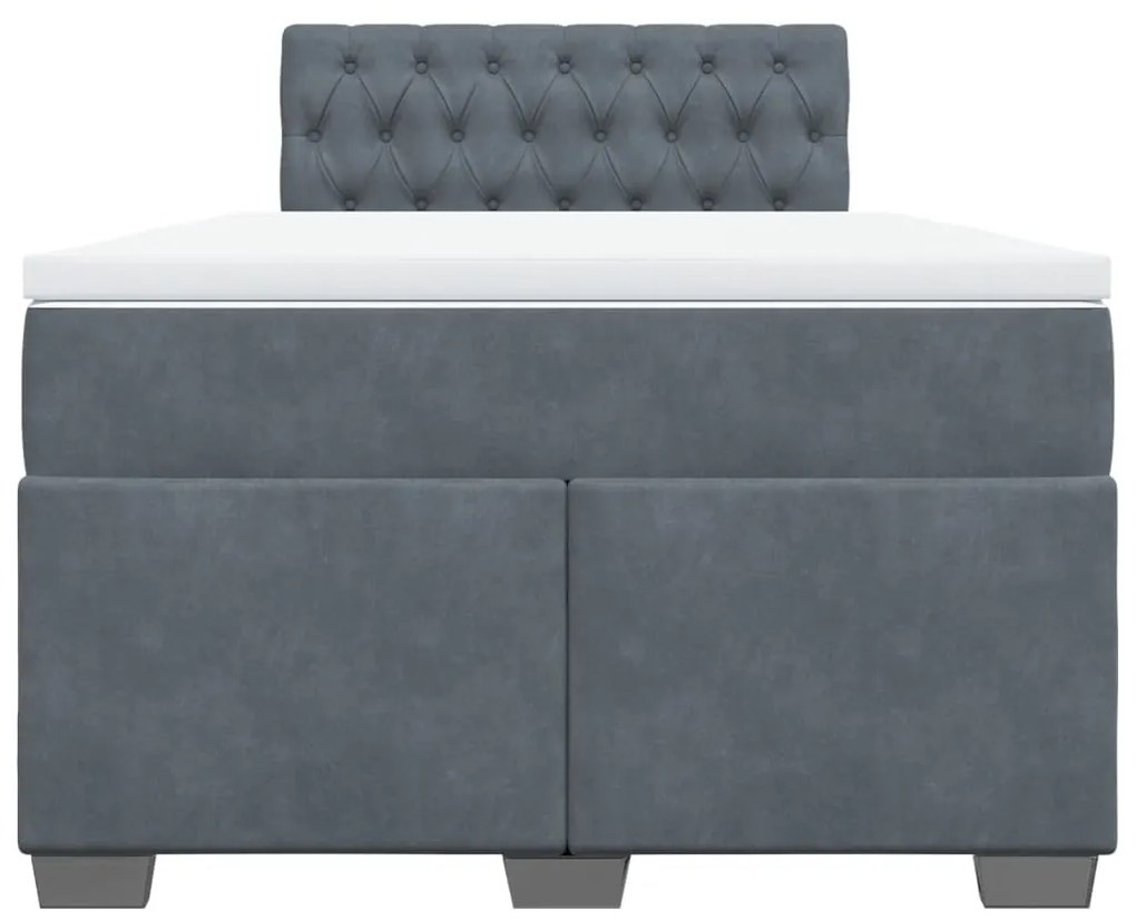 Cama boxspring com colchão 120x190 cm veludo cinzento-escuro