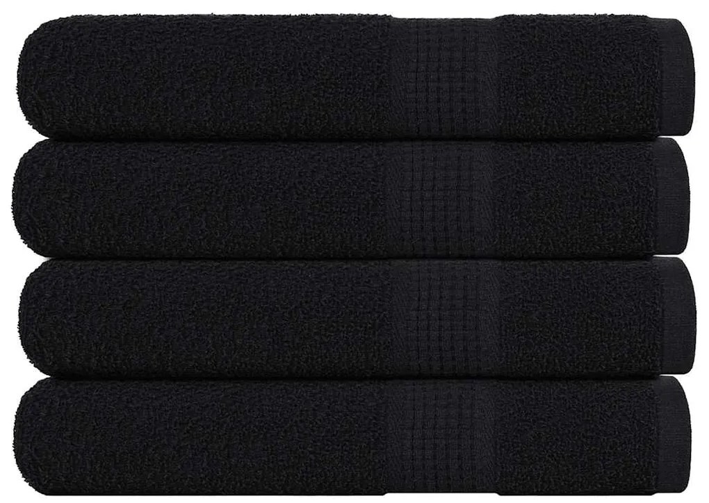 vidaXL Toalhas de sauna 4 pcs 80x200 cm 360 gsm 100% algodão preto