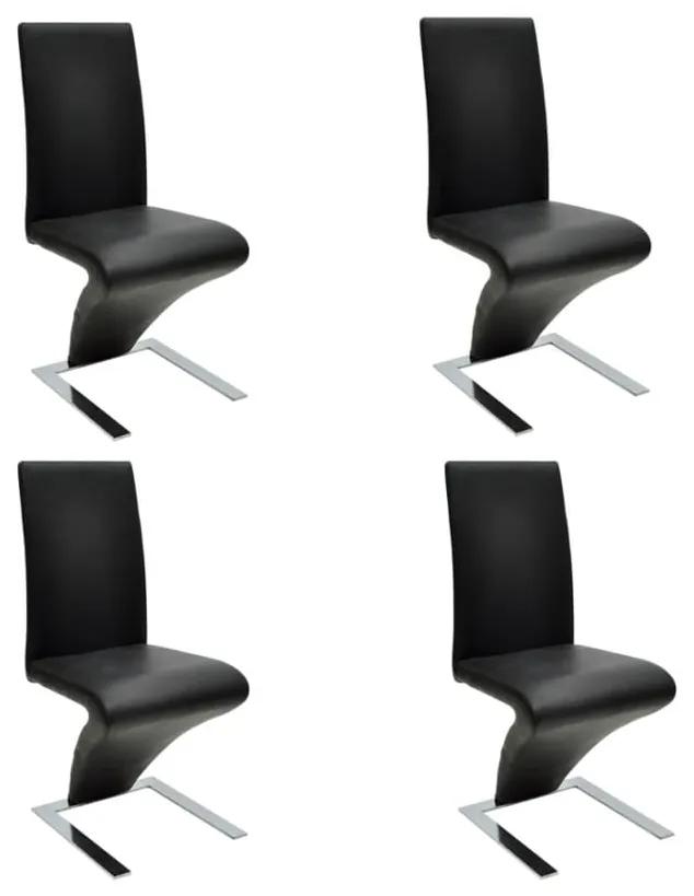 160563 vidaXL Cadeiras de jantar 4 pcs couro artificial preto