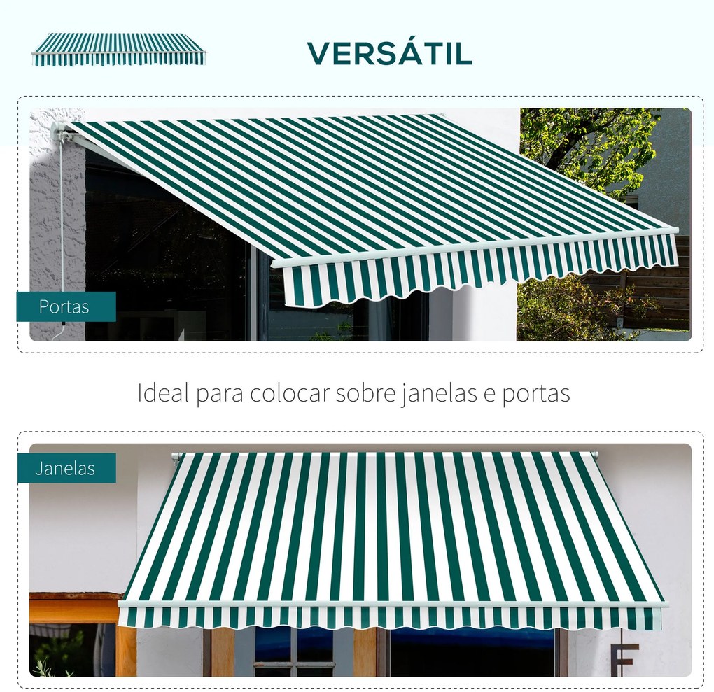 Toldo Manual Dobrável de Alumínio Toldo para Varanda com Ângulo Ajustá