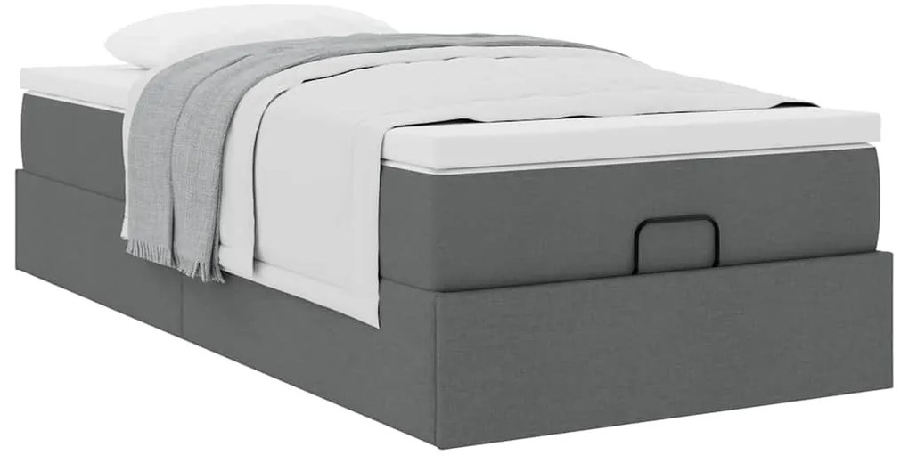 Estrutura cama otomana colchão 80x200 cm tecido cinzento escuro