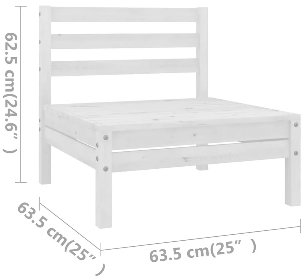 5 pcs conjunto lounge de jardim pinho maciço branco