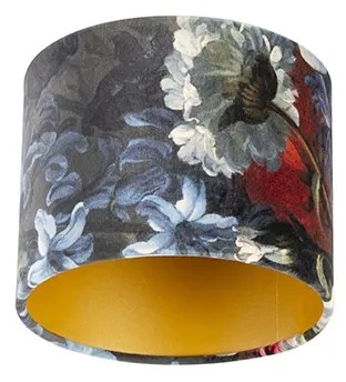 Abajur de veludo com design floral 18/18/14 interior dourado