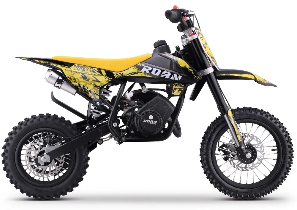 MINI MOTO PARA CRIANÇAS MINICROSS gasolina 60cc Roan RXT 12"/10" Amarela