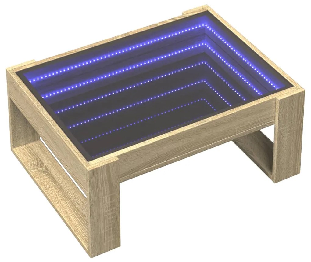 Mesa de centro luzes LED Infinity 70x53x30 cm carvalho sonoma