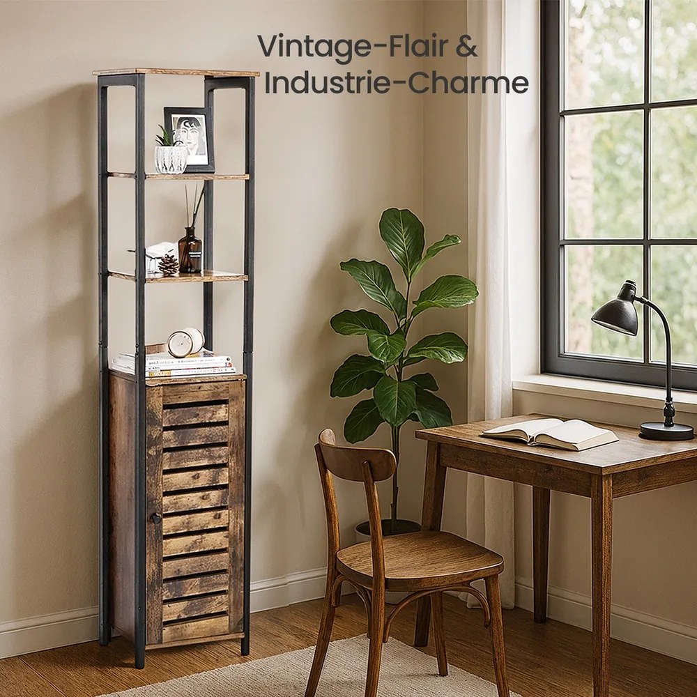 Estante arrumação 37 x 30 x 167 cm, sala, escritório castanho vintage-preto