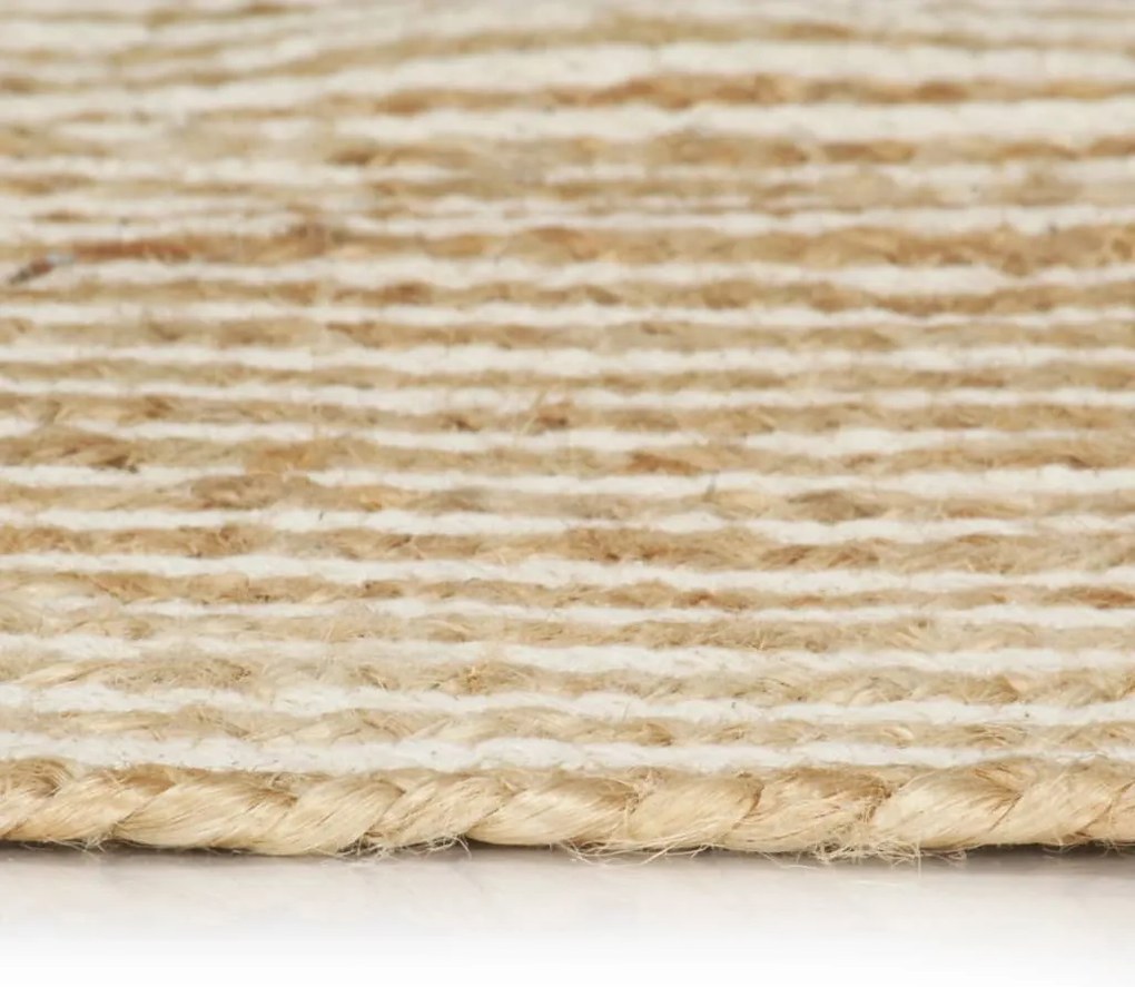 Tapete artesanal em juta com design em espiral branco 150 cm