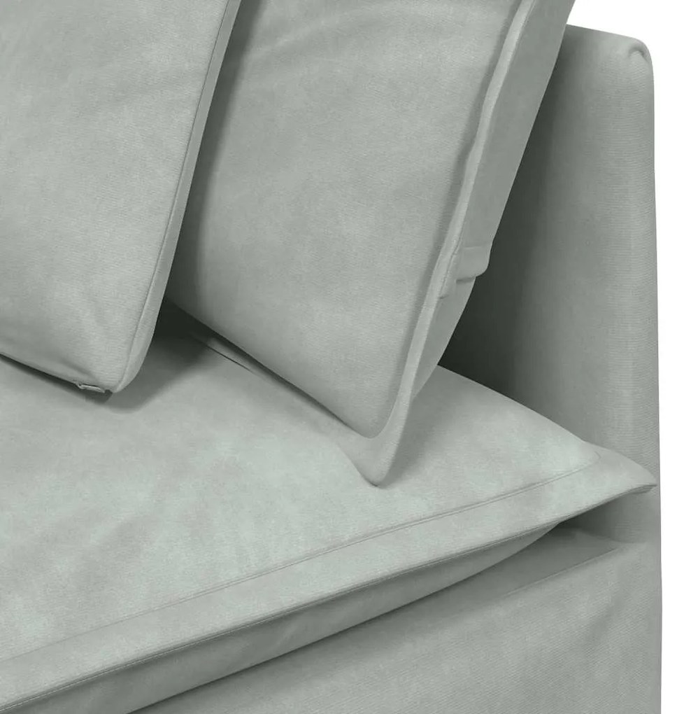 Sofá modular com almofadas veludo cinzento-claro