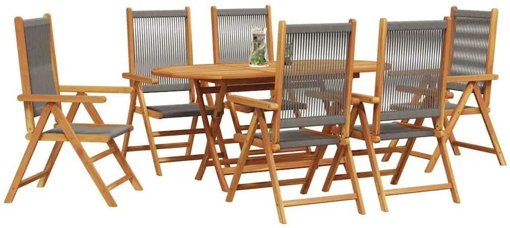 Mesa de Jardim Dobrável Manual 7 pcs Cinzeto