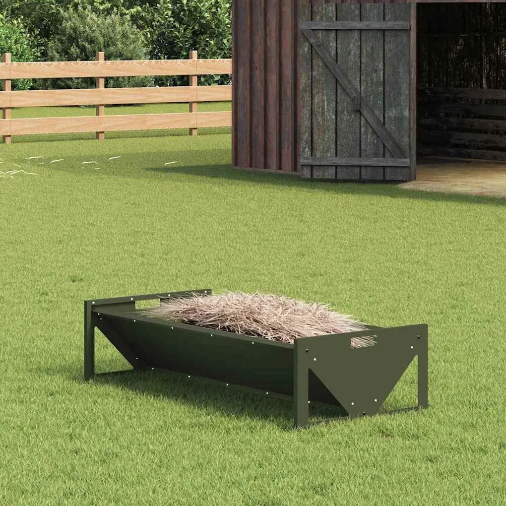 vidaXL Trincheira para Alimentação de Gado Verde Oliva