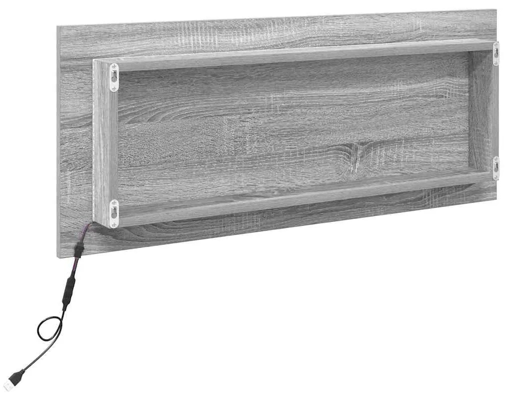 Espelho de Casa de Banho com Luz LED Cinza Sonoma 90x8,5x37 cm