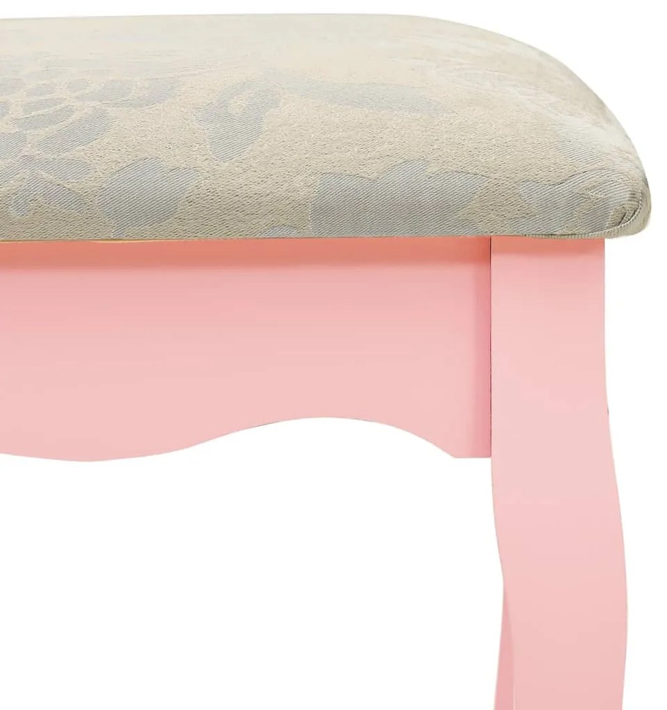 Toucador c/ banco 65x36x128 cm MDF e madeira de paulownia rosa