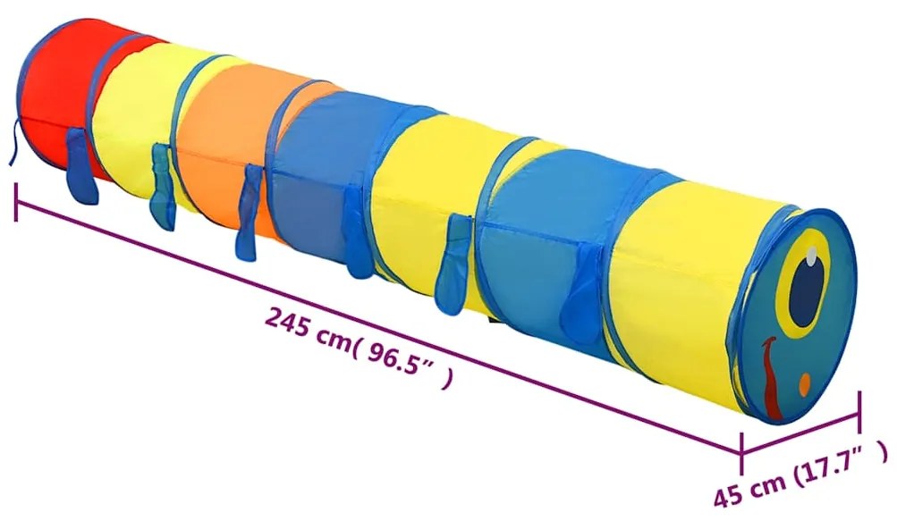 Túnel de brincar infantil 245 cm poliéster multicor