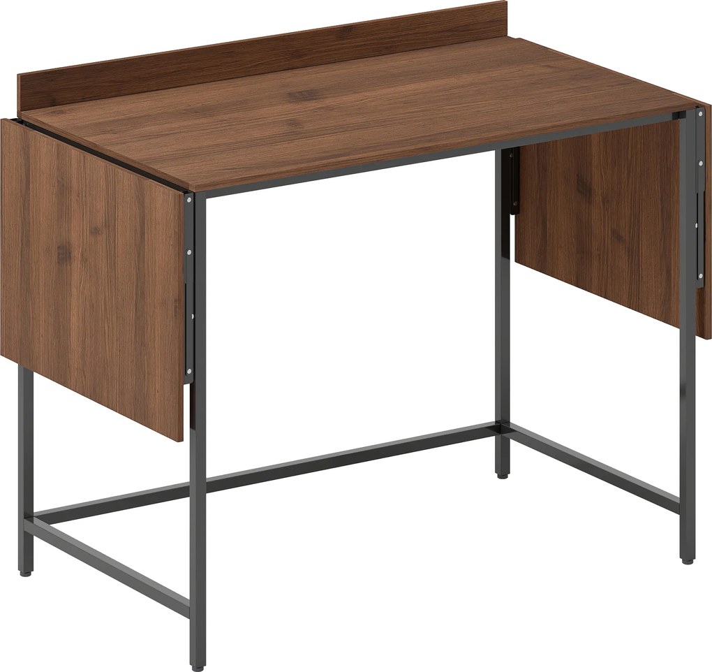 HOMCOM Escrivaninha Secretária Dobrável Mesa Computador 2 Abas 170x58x78 cm para 2 Monitores Cor Nogueira | Aosom Portugal