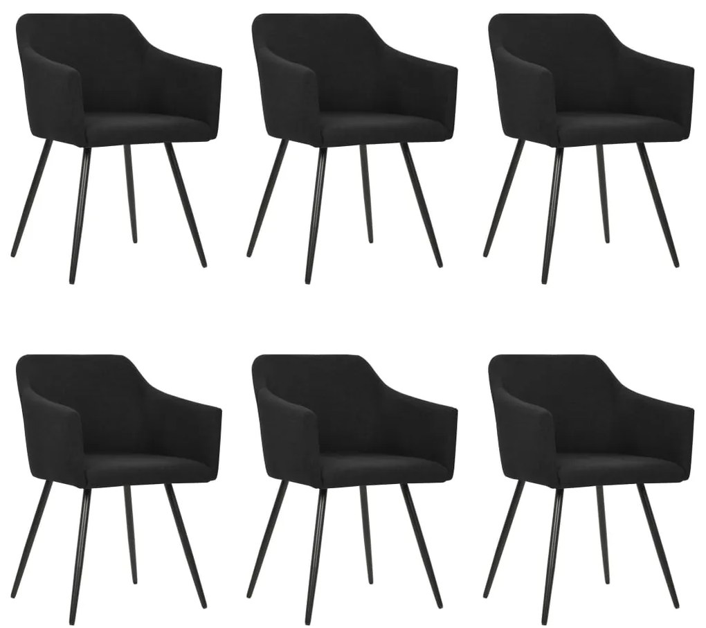 vidaXL Cadeiras de jantar 6 pcs tecido preto