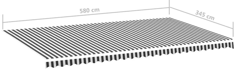 Tecido de substituição para toldo 6x3,5 m antracite e branco