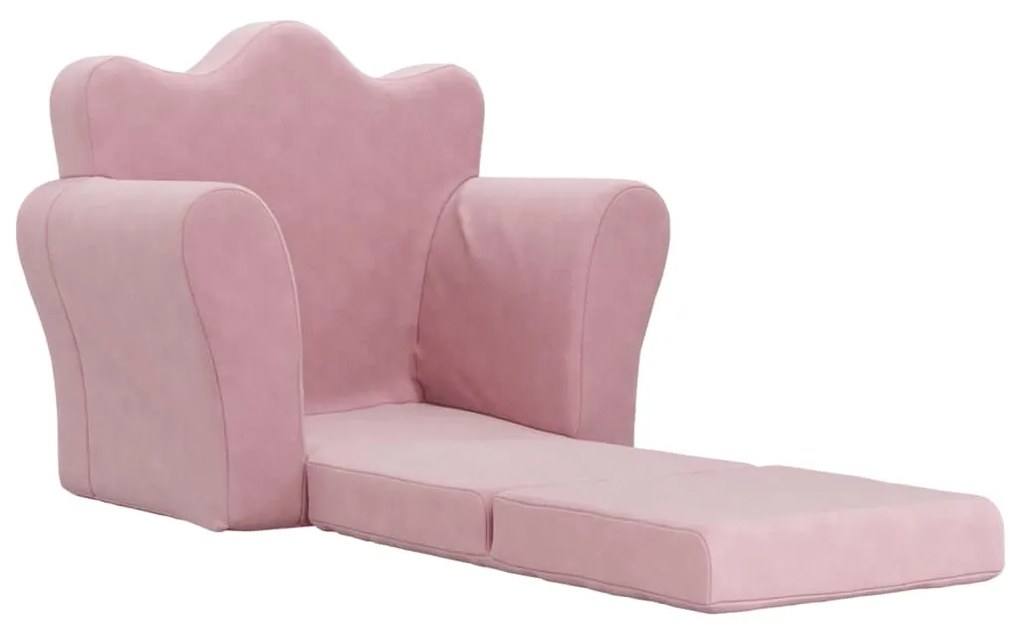 Sofá-cama infantil de pelúcia rosa