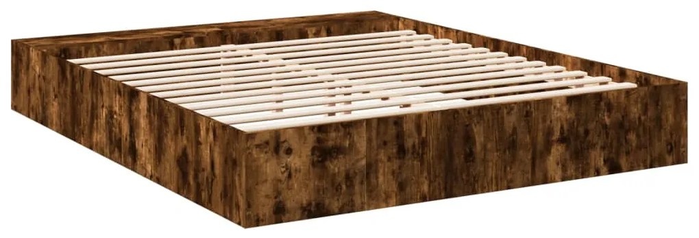 Estrutura de cama 200x200 cm derivados madeira carvalho fumado