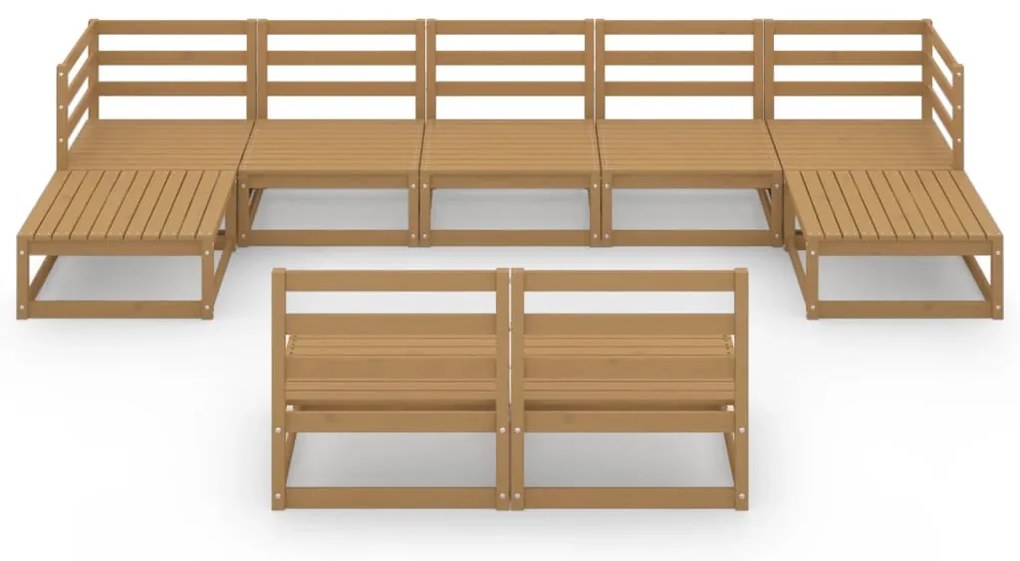 9 pcs conjunto lounge de jardim pinho maciço