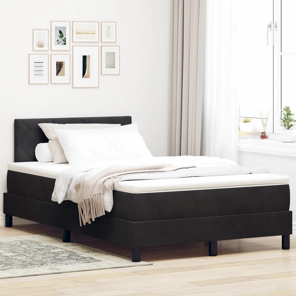 Cama Box Spring com Colchão vidaXL Preta 120x200 cm Veludo