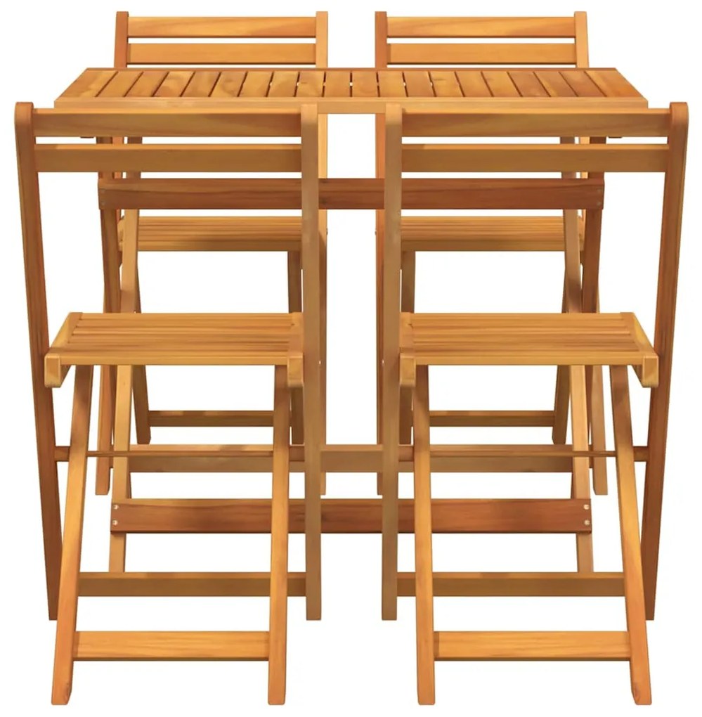Conjunto Bistro Dobrável de 5 Peças Madeira Maciça Acácia